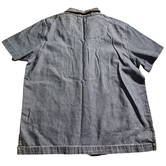 Lemon Grass Studio Top Shirt Womens Small Blue Denim Patchwork Button Up Country - Picture 5 of 7